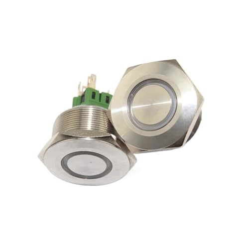 30mm stainless steel ring lamp 6v 12v 24v 220v green white yellow red momentary led pushbutton switch IFWGFVTZ(Green,12v) von IFWGFVTZ