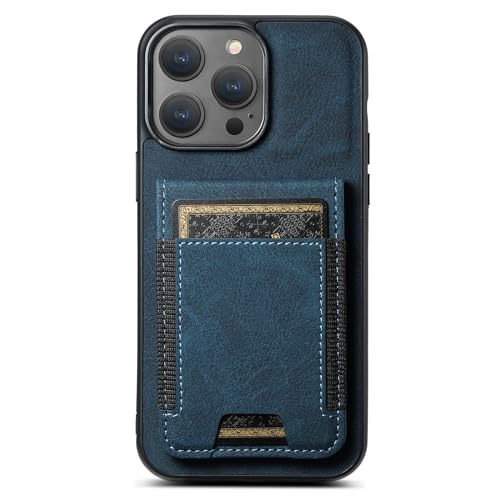 IHAOHAO Schutzhülle für iPhone 14Pro Max/14 Pro/14 Plus/14, PU-Leder, Brieftaschen-Handyhülle mit Kartenschlitz, Ständer, stoßfeste Schale (Blau, 14 Pro) von IHAOHAO