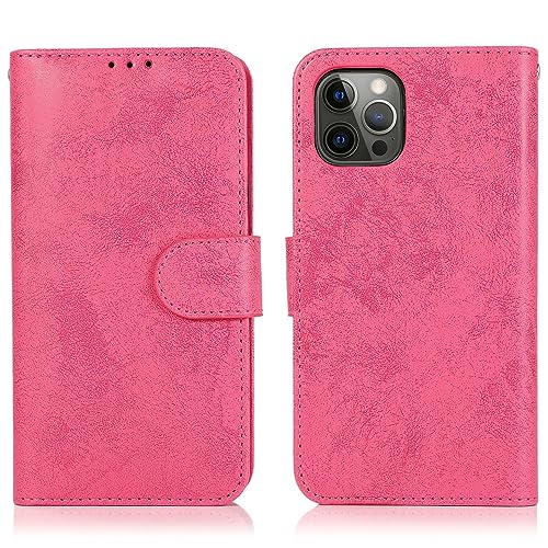 IHAOHAO Schutzhülle für iPhone 14Pro Max/14 Pro/14 Plus/14, abnehmbares Premium-PU-Leder, Klapp-Cover mit Ständer, für Damen und Herren, Rot, 35,6 cm (14 Zoll) von IHAOHAO