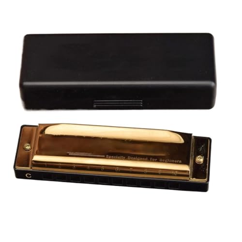 Mundharmonika Für Erwachsene 10 Löcher diatonische Mundharmonika speziell für Anfänger Standard-Mundharmonika(Gold) von IHNXIOFEI