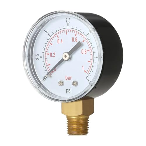 50 mm Manometer 0~15 psi 0~1 bar / 0~60 psi 0~4 bar Wasserdruckskala Hydraulikdruckmessgerät 1/4 Zoll NPT-Gewinde Manometer Pression 1 Stück(TS-50-15psi) von IJEKINNE