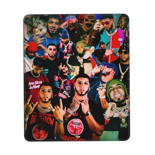 IJHRSFDST Rapper Anuel Sänger AA Anti-Rutsch-Mauspad – Schreibtischunterlage mit Gummirand, Hip-Hop-Design, langlebige und glatte Oberfläche für Gaming oder Büro, mehrere 17,8 x 21,8 cm von IJHRSFDST