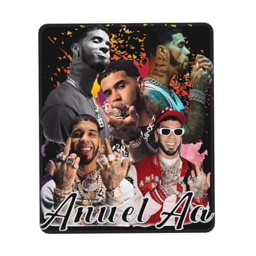 IJHRSFDST Rapper Anuel Sänger AA Anti-Rutsch-Mauspad – Schreibtischunterlage mit Gummirand, Hip-Hop-Design, langlebige und glatte Oberfläche für Gaming oder Büro, mehrere 21,1 x 26,2 cm von IJHRSFDST