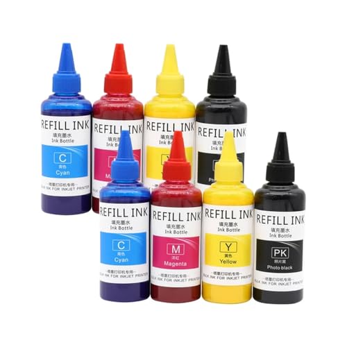 IJOSADON 4-Farben-Dye-Tinte 100-ml-Nachfüllsets, kompatibel mit verschiedenen Tintenstrahldruckern, einschließlich(2set 4color Dye Ink) von IJOSADON