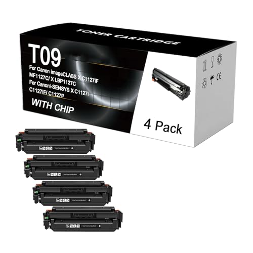 T09 T09K Wiederaufbereitete Tonerkartusche Kompatibel Für Canon ImageCLASS X C1127iF MF1127C X LBP1127C Drucker, Toner Mit Hoher Reichweite Für Canon X C1127i C1127iF C1127P,Black-4 Pack von IJOSADON