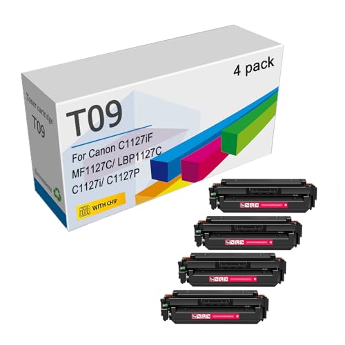 T09 Tonerkartuschen (mit Chip) Kompatibel Für Canon ImageCLASS MF1127C X C1127iF LBP1127C C1127i C1127P Drucker, Toner Mit Hoher Reichweite, 7600 Seiten,Magenta-4 Pack von IJOSADON