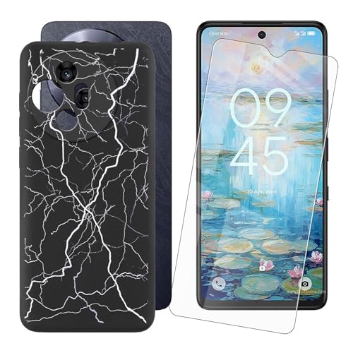 IJTYHF Hülle für TCL 50 Pro NxtPaper 5G (6.80 Zoll) Handyhülle Silikon Cases Weich Phone Case TPU Cover Protector Hüllen Black Bumper + Displayschutzfolie Gehärteter Film -Blitzimpuls von IJTYHF