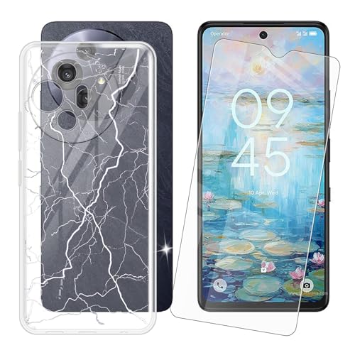 IJTYHF Hülle für TCL 50 Pro NxtPaper 5G (6.80 Zoll) Handyhülle Silikon Weich Phone Case TPU Cover Protector Hüllen Transparent Bumper+ Displayschutzfolie Gehärteter Film -Blitzimpuls von IJTYHF