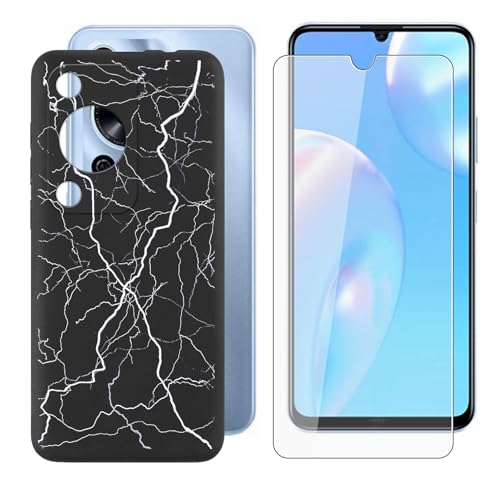 IJTYHF Hülle für Wiko Hi Enjoy 70 (6.75 Zoll) Handyhülle Silikon Cases Weich Phone Case TPU Cover Protector Hüllen Black Bumper + Displayschutzfolie Gehärteter Film -Blitzimpuls von IJTYHF