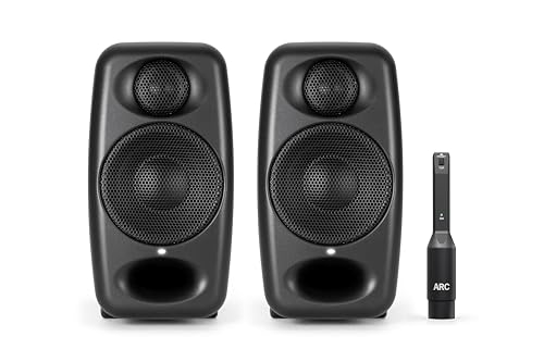 IK Multimedia iLoud Micro Monitor Pro - Pair - 2-Way bi-amped, highly portable, digitally controlled compact reference studio monitors. X-MONITOR. Incl. ARC calibration mic. Black. von IK Multimedia