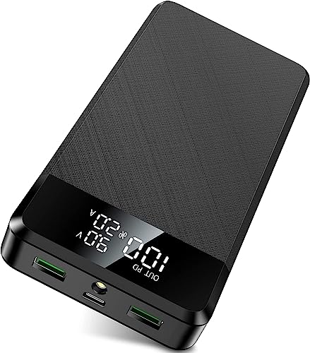 Powerbank 30.000mAh, Power Pack mit LED-Display und Taschenlampe, schnelles Aufladen QC 22,5 W & USB C Pd 18 W, wasserdicht, tragbar, 3 Eingänge und 3 Ausgänge für Handys, Tablets, Camping von IKHDCYH