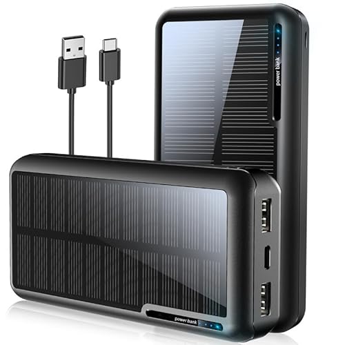 Solar Powerbank 46.800mAh, Powerbank Solar mit 3 Ausgängen und 2 Eingängen, Powerbank Schnellladung Qc22.5 und Pd USB C 20 W für Tablets, Handys, Camping, Reisen, Outdoor von IKHDCYH