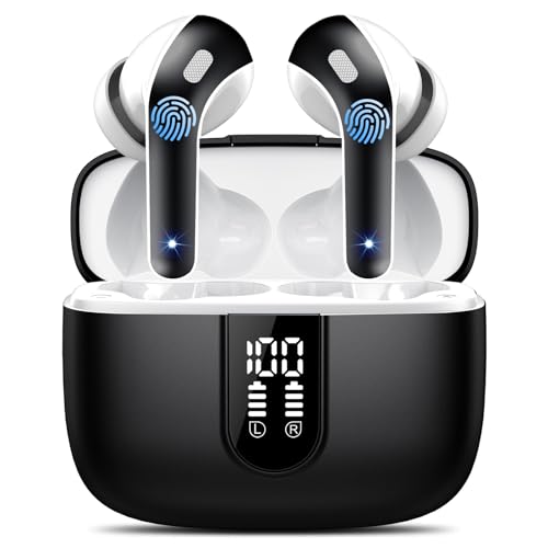 Bluetooth Kopfhörer, In Ear Kopfhörer Kabellos Bluetooth 5.3 mit 50H Tiefer Bass, 2024 Neue Kabellose Kopfhörer Noise Cancelling Earbuds mit 4 ENC Mic, IPX7 Wasserdicht Ohrhörer, USB-C von IKT