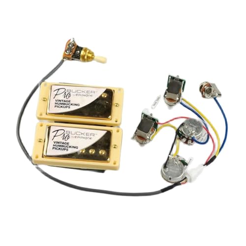 Ersatz- & Kleinteile Für E-Gitarren Humbucker-Tonabnehmer Für LP-Standard-E-Gitarre Mit Pro-Quick-Connector-Kabelbaum, Goldene Abdeckung(Yellow) von ILGIZJIN