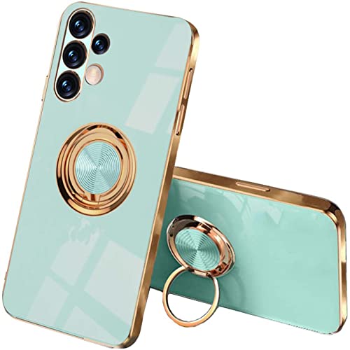 ILING Handyhülle für Samsung Galaxy A13 4G, Ultradünne Stoßfeste Schutzhülle für Damen, Bunt Silikon Case, Schüzen Sie die Kamera Stoßstange Hülle mit Ringständer (Grün) von ILING