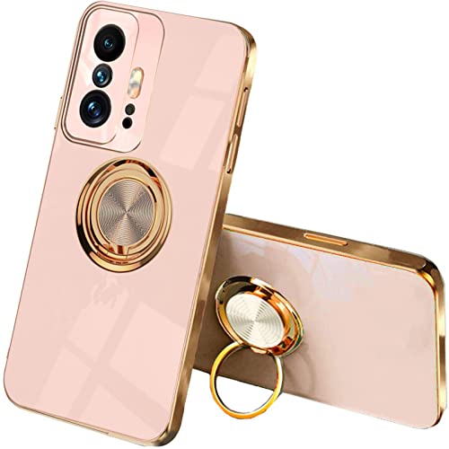 ILING Handyhülle für Xiaomi 11T Pro 5G/Xiaomi 11T 5G, Ultradünne Stoßfeste Schutzhülle für Damen, Bunt Silikon Case, Schüzen Sie die Kamera Stoßstange Hülle mit Ringständer (Rosa) von ILING