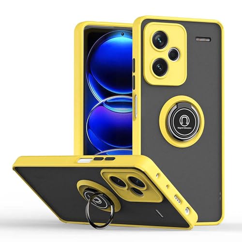 ILING Handyhülle für Xiaomi Redmi Note 13 Pro+ 5G/Plus 5G, Ultradünne Stoßfeste Durchscheinende Matte Harte PC-Rückseite Hülle, Weich Silikon TPU Bumper Schutzhülle mit Ring Ständer (Gelb) von ILING