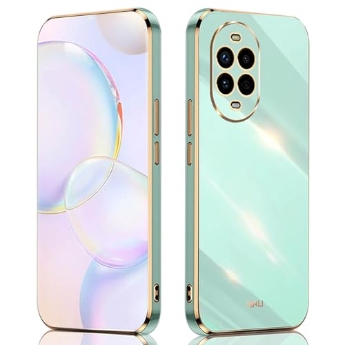 ILING Hülle für Huawei nova 13 Pro, Einfache Einfarbige Rückseite mit Galvanisiertem Goldrand Design Weiches TPU Stoßfest Schutzhülle Ultradünne Damen Handyhülle (Grün) von ILING