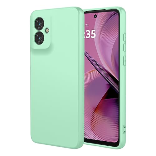 ILING Hülle für Motorola Moto G55 5G, Einfache Einfarbige Rückseite Weiches Liquid Silikon TPU Bumper Stoßfest Schutzhülle Ultradünne Matt Elegant Damen Handyhülle (Hellgrün) von ILING