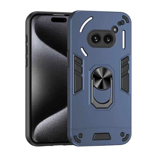 ILING Hülle für Nothing Phone (2a)/Nothing Phone (2a) Plus, Ultradünne Matte Textur Harte PC Stoßfeste Rüstung Handyhülle, Moden Silikon TPU Bumper Schutzhülle mit 360° Ring Ständer (Blau) von ILING