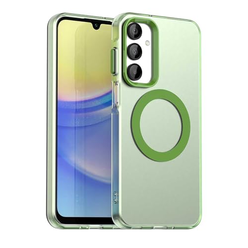 ILING Hülle für Samsung Galaxy A15 5G/4G, Kompatibel mit Magnetisches Laden, Ultradünne Stoßfeste Matte Harte PC Handyhülle, Durchscheinende Weich Silikon TPU Bumper Schutzhülle (Grün) von ILING