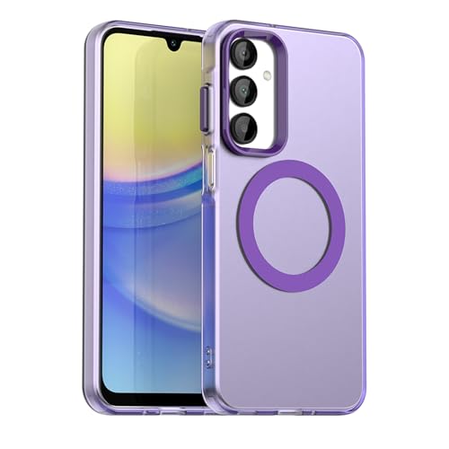 ILING Hülle für Samsung Galaxy A25 5G, Kompatibel mit Magnetisches Laden, Ultradünne Stoßfeste Matte Harte PC Handyhülle, Durchscheinende Weich Silikon TPU Bumper Schutzhülle (Lila) von ILING