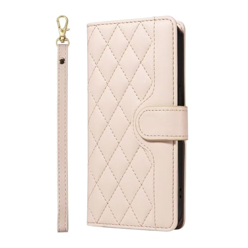 ILING Hülle für Samsung Galaxy A36 5G Flip PU Lederhülle, Elegante Luxuriöse Frauen Brieftasche Schutzhülle Stoßfeste Handyhülle mit Ständer/Kartensteckplätze/Magnetisch (Beige) von ILING