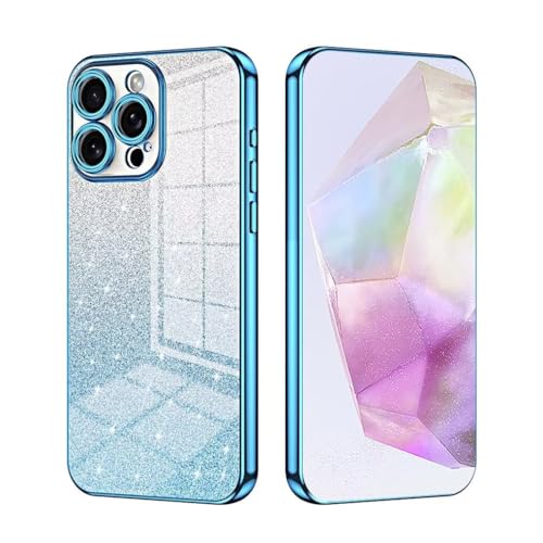 ILING Hülle für Xiaomi Redmi 13C 5G, Ultradünne Elegant Trasparente Farbverlauf Farbe Design Weich Silikon TPU Galvanisiertem Stoßfeste Schutzhülle Damen Handyhülle, Blau von ILING