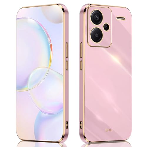 ILING Hülle für Xiaomi Redmi Note 13 Pro+ 5G/Plus 5G, Einfache Einfarbige Rückseite mit Galvanisiertem Goldrand Design Weiches TPU Stoßfest Schutzhülle Ultradünne Damen Handyhülle (Violett) von ILING