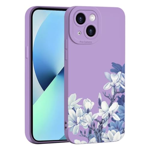 ILING Liquid Silikon Hülle für Oppo A16 / Oppo A16s / Oppo A54s, Ultradünne Elegant Blumen und Niedliches Cartoon Muster Damen Handyhülle, Weich TPU Bumper Stoßfest Schutzhülle (Violett Q04) von ILING