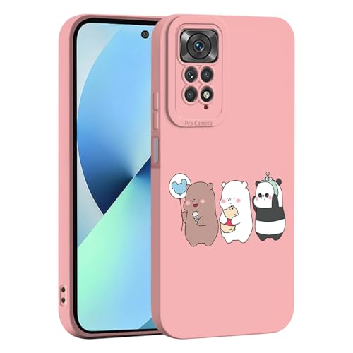 ILING Liquid Silikon Hülle für Xiaomi Redmi Note 11 / Redmi Note 11S 4G, Ultradünne Elegant Blumen und Niedliches Cartoon Muster Damen Handyhülle, Weich TPU Bumper Stoßfest Schutzhülle (Rosa Q12) von ILING