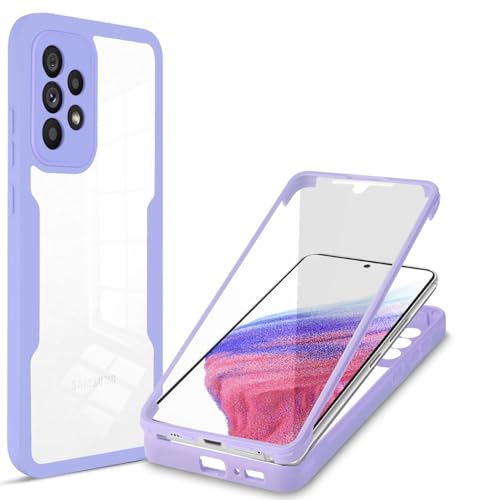 ILING Transparente Hülle für Samsung Galaxy A33 5G, 360-Grad-Ganzkörper Stoßfest Schutzhülle mit Eingebauter Displayschutz, Ultra Dünn Harte PC Silikon TPU Handyhülle (Lila) von ILING