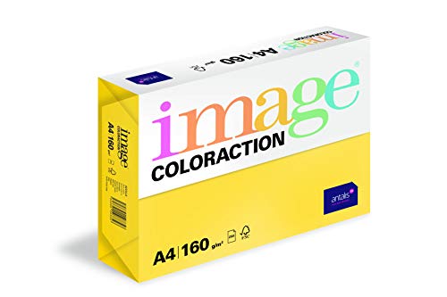 Image Coloraction Sevilla - farbiges Kopierpapier - DIN A4, 210 x 297 mm, 160 g/m² - buntes, holzfreies Druckerpapier für Kopierer - 250 Blatt - Sonnengelb von IMAGE