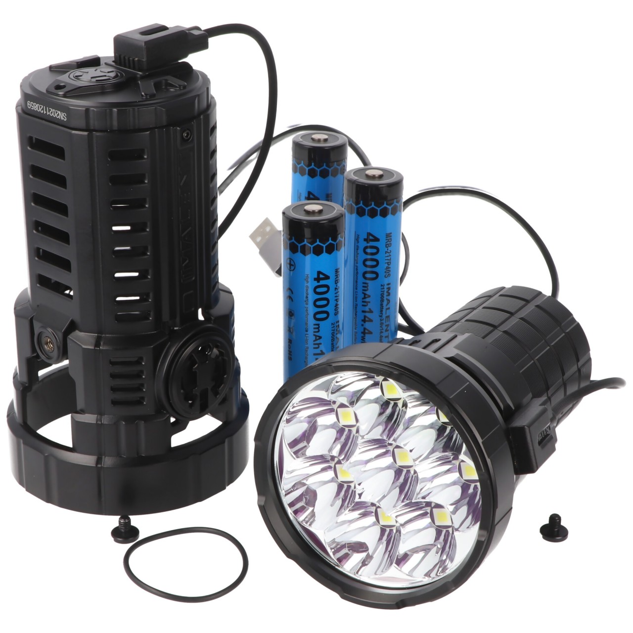 Imalent RS50 LED-Taschenlampe mit 20.000 Lumen, Reichweite 1.160 Meter, inklusive 3x 21700 Li-Ion Akku von IMALENT