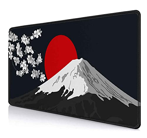 IMAYONDIA Großes Gaming-Mauspad mit Japan Mount Fuji (89.9x39.9 cm), erweitert, rutschfeste Gummiunterseite, Tastaturmatte, Schreibtischunterlage für PC-Gamer, Computer, Desktop-Zubehör,Weiß,Rot von IMAYONDIA