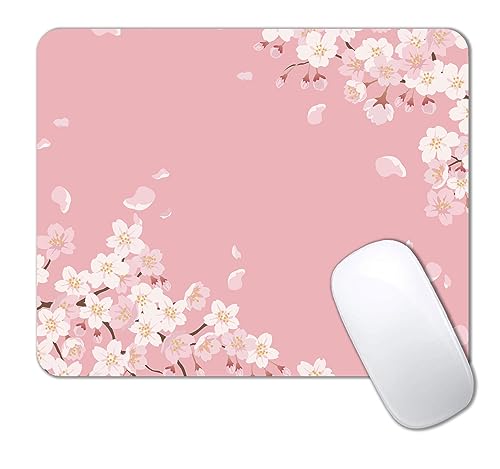 IMAYONDIA Niedliches rosa Mauspad, Blumen-Mauspad, Sakura-Kirschblüten-Mauspad, japanische ästhetische Schreibtischdekoration, rutschfeste Gummiunterseite, Mäusepad für Computer, Büro, Mädchen, 24,1 x von IMAYONDIA