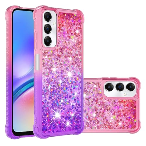 IMEIKONST Glitzer Hülle Kompatibel mit Samsung Galaxy A05S Handyhülle Flüssig Mädchen Treibsand Schuzhülle Glitzer klar TPU Bumper Silikon Case Cover für Samsung A05S. Verlauf Rosa Lila YB von IMEIKONST