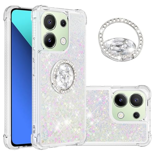 IMEIKONST Glitzer Hülle für Redmi Note 13 4G Handyhülle mit Ring Ständer, Pailletten Treibsand Diamant Schutzhülle für Mädchen Stoßfest TPU Bumper Cover für Redmi Note 13 4G. Bunt YBZ von IMEIKONST