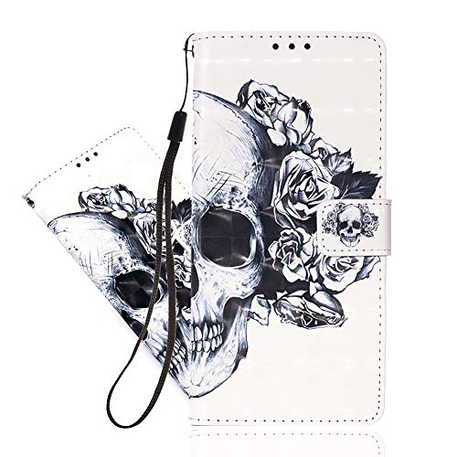 IMEIKONST Hülle für Samsung Galaxy S24 Ultra Klapphülle Leder 3D Muster Brieftasche Magnet Handyhülle Klappbar Flip Case Cover 360 Stoßfeste Schutzhülle für Samsung S24 Ultra. Skull YB von IMEIKONST