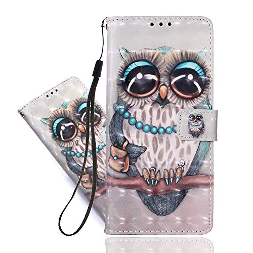 IMEIKONST Hülle für Samsung S21 mit Kartenschlitz, 3D Kreativ Muster PU Leder Flip Brieftasche Tasche mit Magnetverschluss Ständer Handyhülle für Samsung Galaxy S21. 3D Big Eyed Owl YB von IMEIKONST