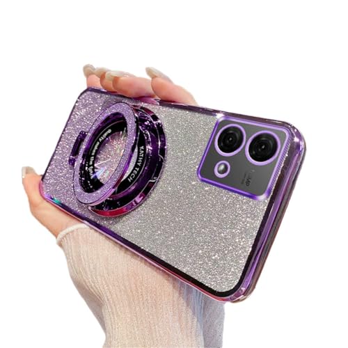 IMEIKONST Kompatibel mit Motorola Moto G54 5G Hülle, Glitzer Sparkle Design für Mädchen Handyhülle mit Ring Ständer Galvanisierte Stoßfeste rutschfest Schutzhülle für Moto G54 5G. Lila DS1 von IMEIKONST