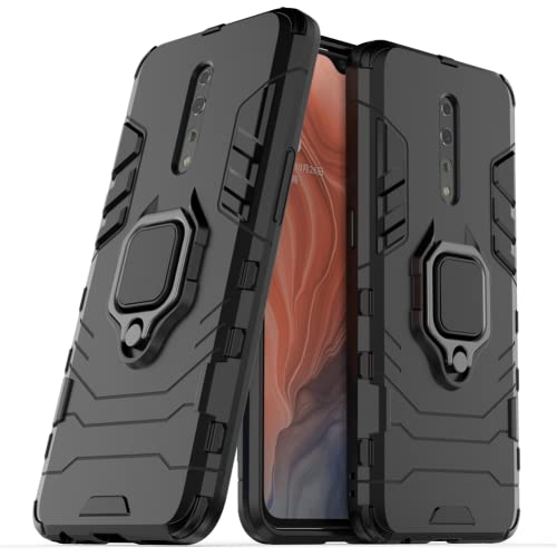 IMEIKONST Kompatibel mit Oppo Reno Z Hülle, 360 Grad Metal Ring Halter Ständer Stoßfest Militärgrad Schutzhülle Back Bumper Dünn Cover Case Handy Hüllen für Oppo Reno Z. Schwarz KK von IMEIKONST