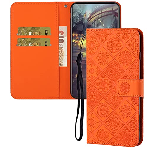 IMEIKONST Kompatibel mit Samsung Galaxy A14 5G Hülle, Schutz Lederhülle Ständer Magnetverschluss Flip Brieftasche Kartenfach stoßfest Handyhülle Handytasche für Samsung A14 5G. Orange XCH von IMEIKONST