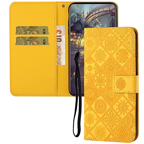 IMEIKONST Kompatibel mit Samsung Galaxy S10 Hülle, Schutz Lederhülle Ständer Magnet Flip Brieftasche Kartenfach stoßfest Handyhülle Handytasche Kompatibel mit Samsung S10. Yellow XCH von IMEIKONST