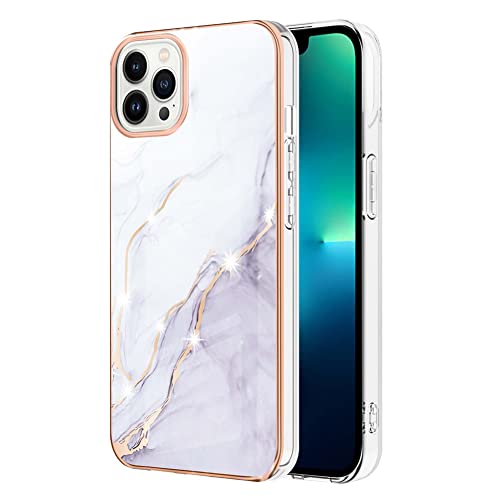 IMEIKONST Kompatibel mit iPhone 15 Pro Marmor Hülle, Glitzer Schutzhülle Weiche Silikon Flexible TPU Bumper Cover Dünn Kratzfest Schutzhülle Handyhülle für iPhone 15 Pro. Weiß YBM1 von IMEIKONST