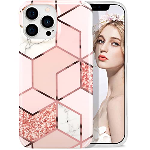 IMIKOKO Hülle für iPhone 13 Pro Marmor, Glitzer Schutzhülle TPU 13 Pro Case 6,1 Zoll Handyhülle von IMIKOKO