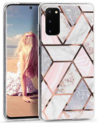 IMIKOKO Marmor Hülle für Galaxy S20 Glitter Bling Rosegold Handyhülle TPU Silikon Weiche Schlank Schutzhülle Handytasche Flexibel Case Handy Hülle (Muster 21) von IMIKOKO