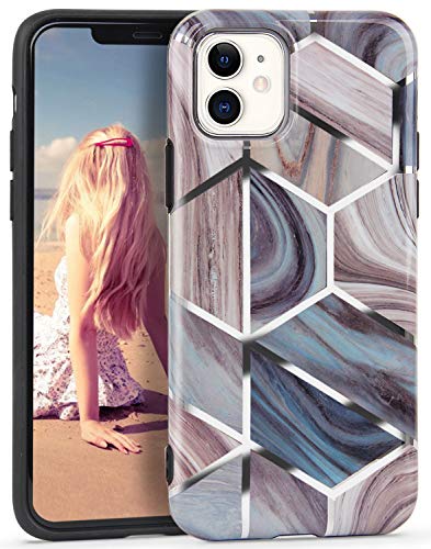 Imikoko Hülle für iPhone 11 Glitzer Marmor Weich Silikon Handyhülle Stein Marble Schlank TPU Bumper Handytasche Flexible Schutzhülle Soft Back Cover Gummi Dünn, Holz-Muster von IMIKOKO