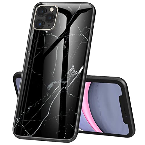 IMIRST Handyhülle für Apple iPhone 13 Pro Max - Stoßfestes Snap-On Schutzgehäuse mit Glasrückseite Marmormuster Design Hülle für Apple iPhone 13 Pro Max LS Marble Black von IMIRST