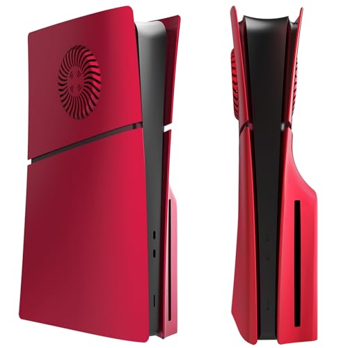 Slim Disc Edition Abdeckplatten mit Kühlungsöffnungen für neue PS5 Slim Konsole, Shell Panels für PlayStation 5 Slim Zubehör, schützende Ersatzblende (Volcanic Red) von IMOFEE